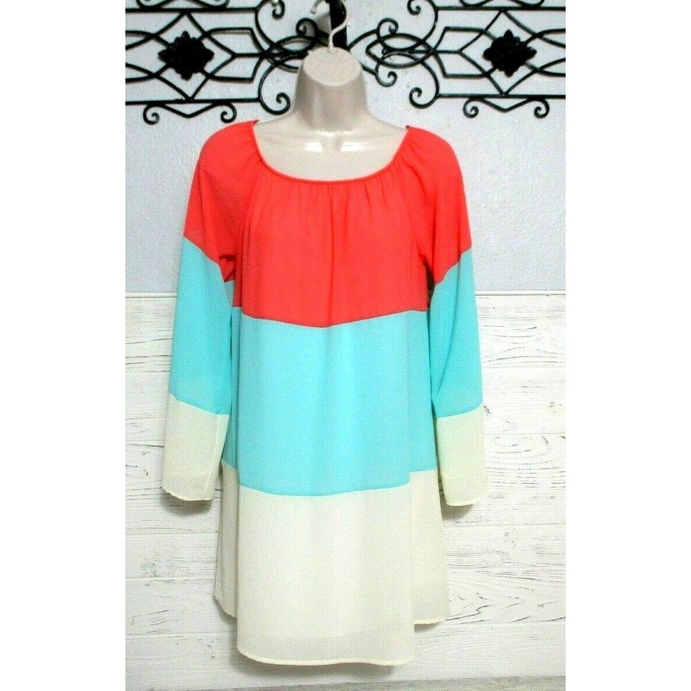 Miin Boutique Tunic Top Size S 3/4 Sleeve Multicolored Spring/Summer Blouse